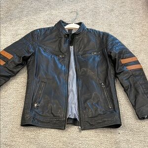 WORLD LEATHER FASHION Men's Leather Jacket Size 52 In Black